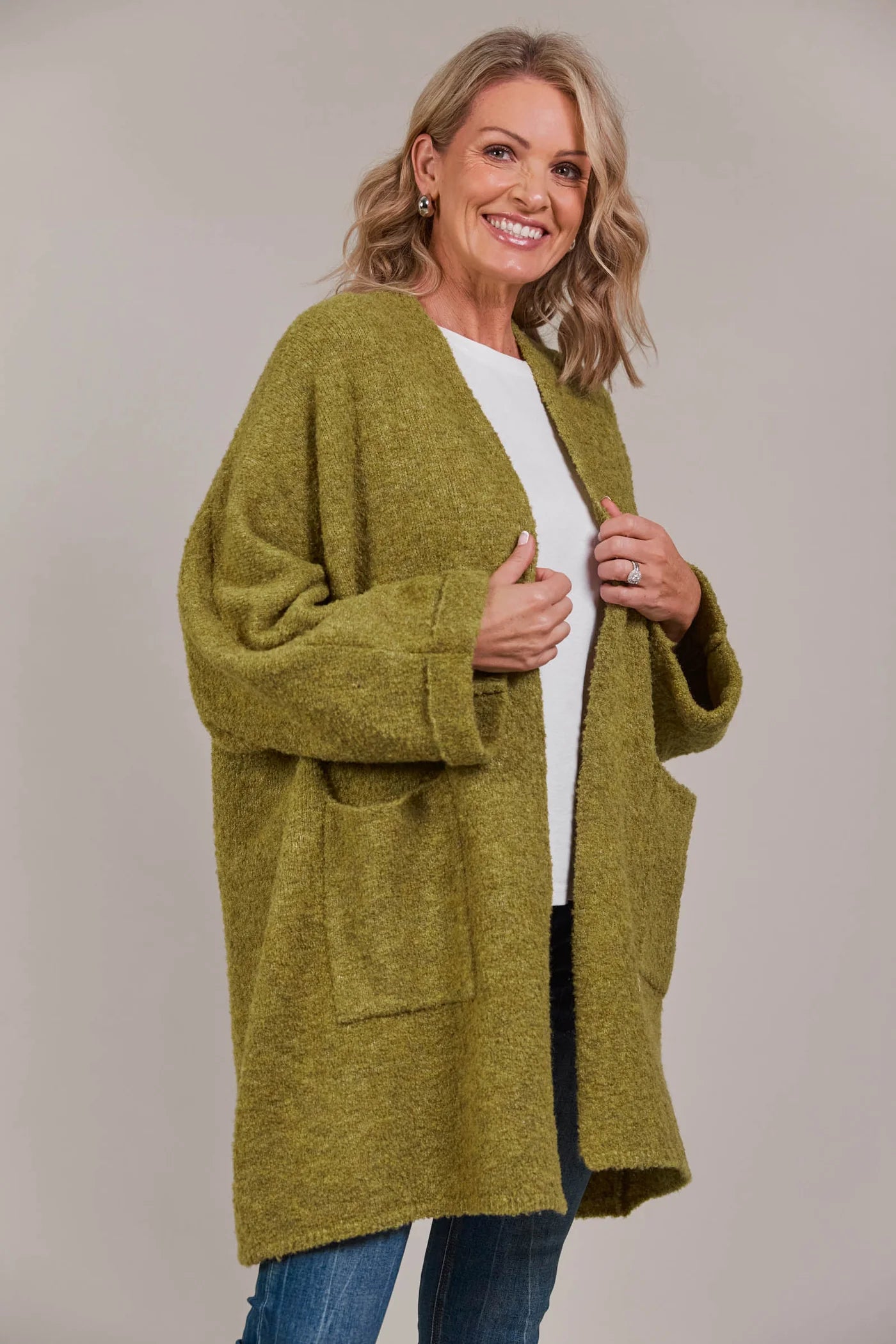 EB&IVE Folie Relaxed Cardigan CHARTREUSE