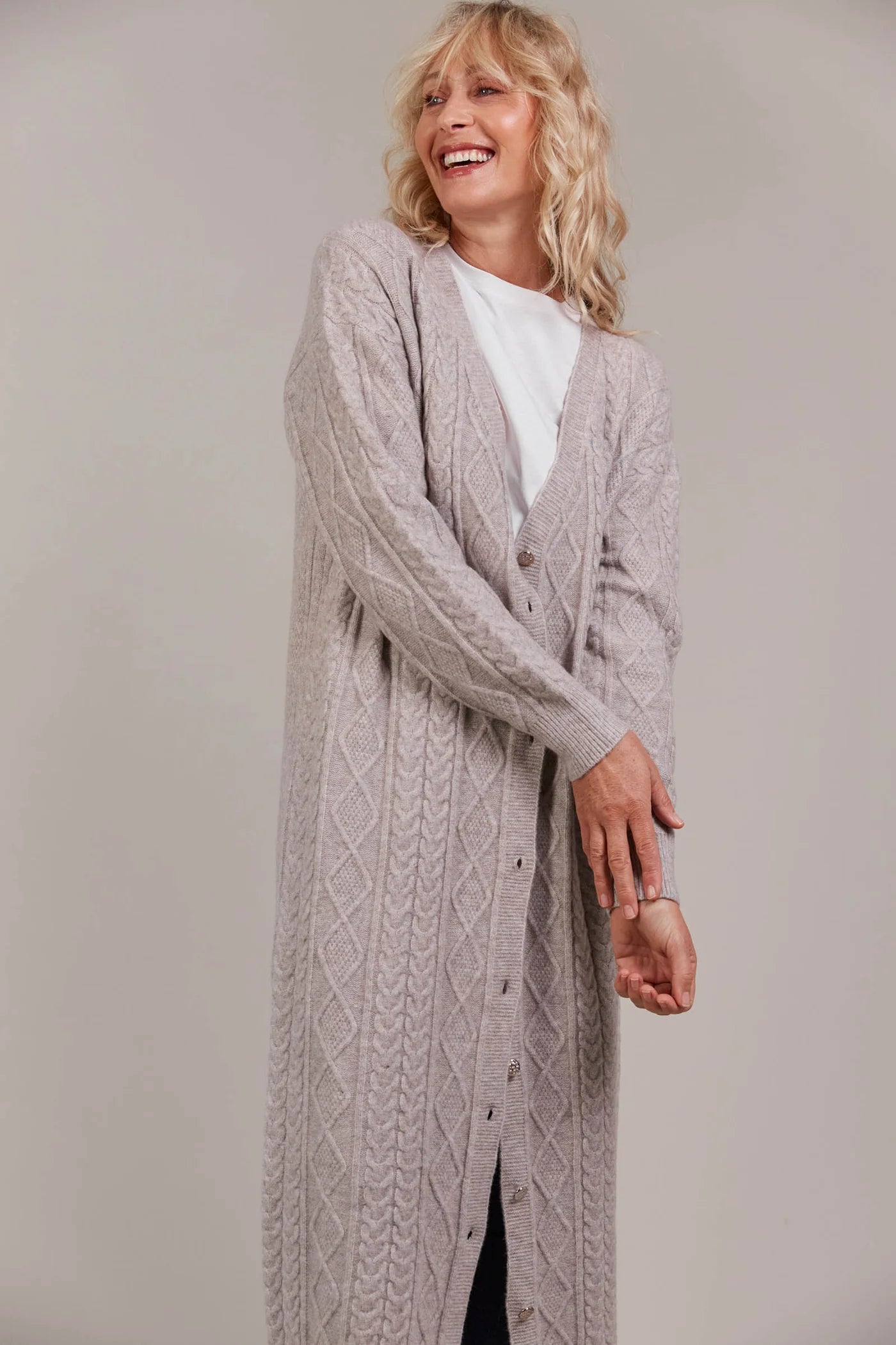 EB&IVE Merano Maxi Cardigan FLAX