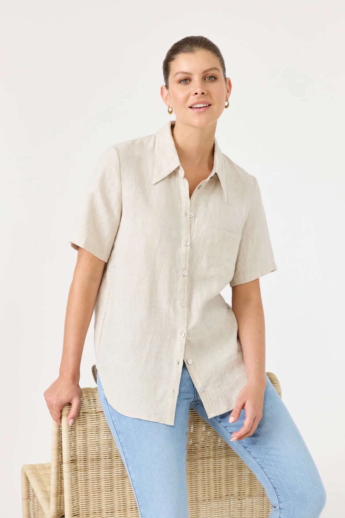 EB & IVE Studio Short Sleeve Shirt DUNE