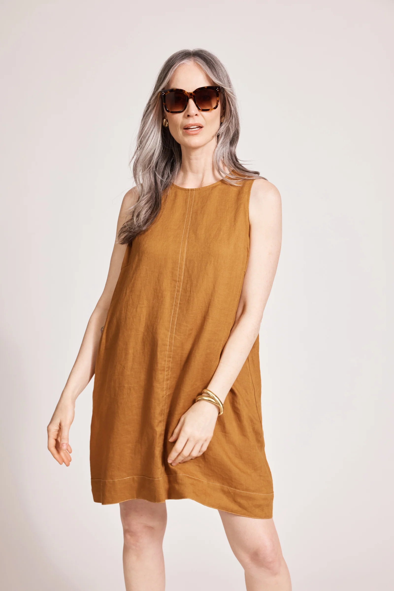 EB & IVE Miramar Tank Dress CARAMEL