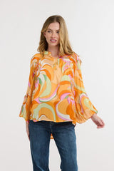 ITALIAN STAR Billow Blouse ORANGE - ONE SIZE