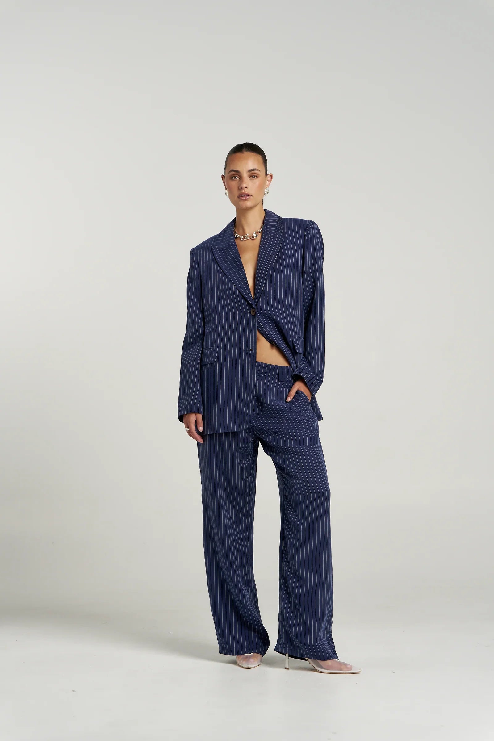 SUMMI SUMMI Boss Pant NAVY PINSTRIPE