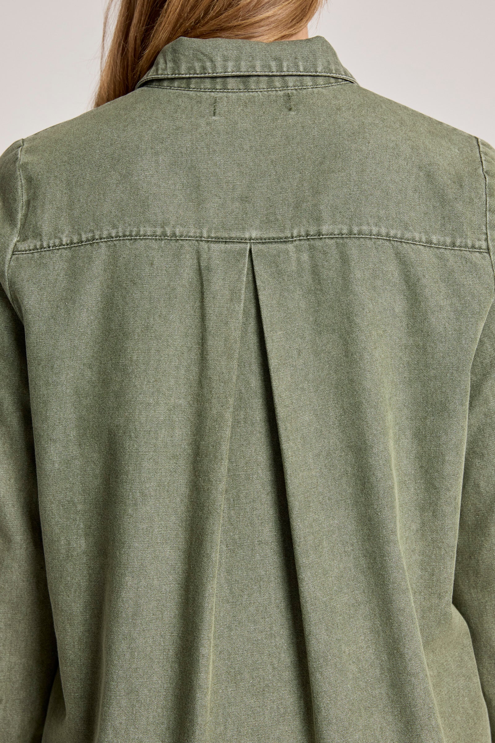 EB & IVE Bodhi Denim Shirt Dress OLIVE
