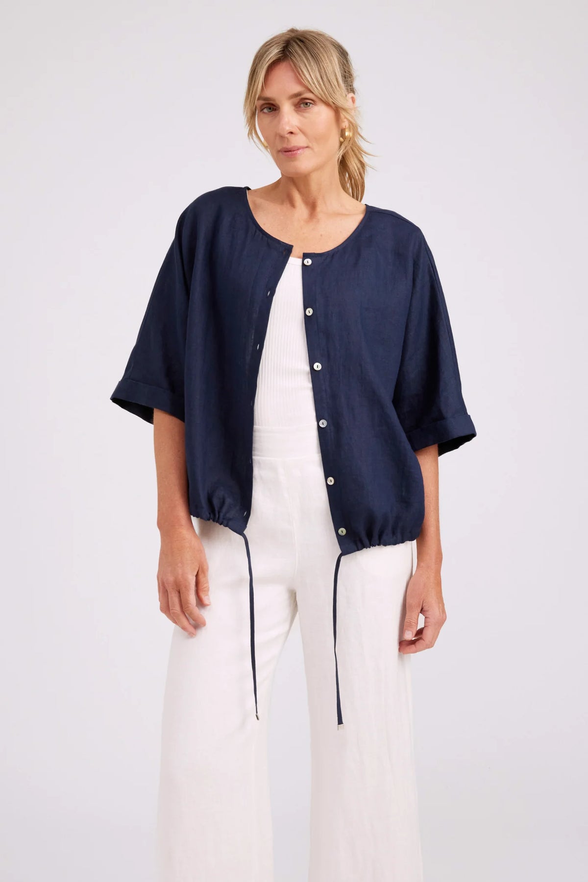 EB & IVE Studio Button Top / Jacket NAVY