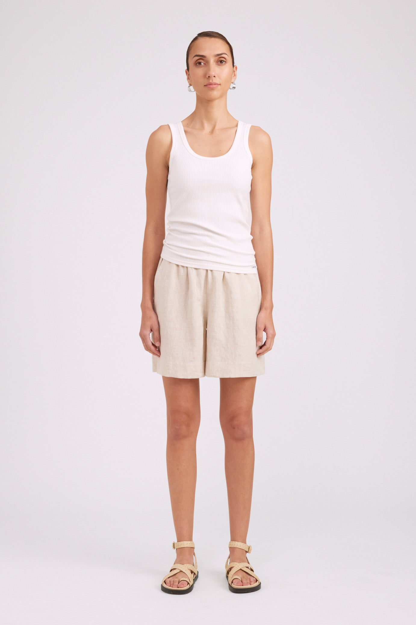 EB & IVE Studio Ribbed Tank WHITE
