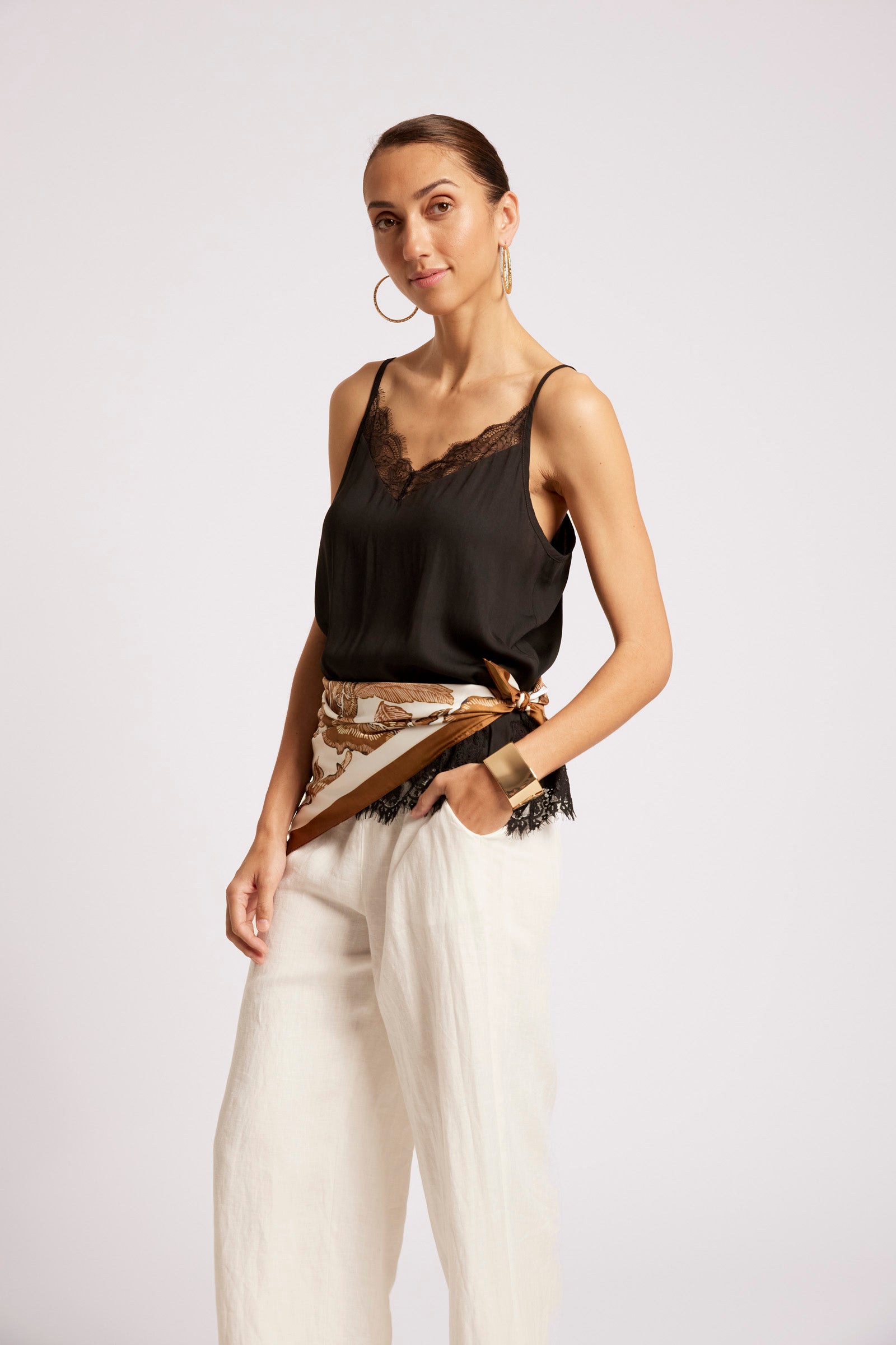 EB & IVE Drift Lace Tank BLACK