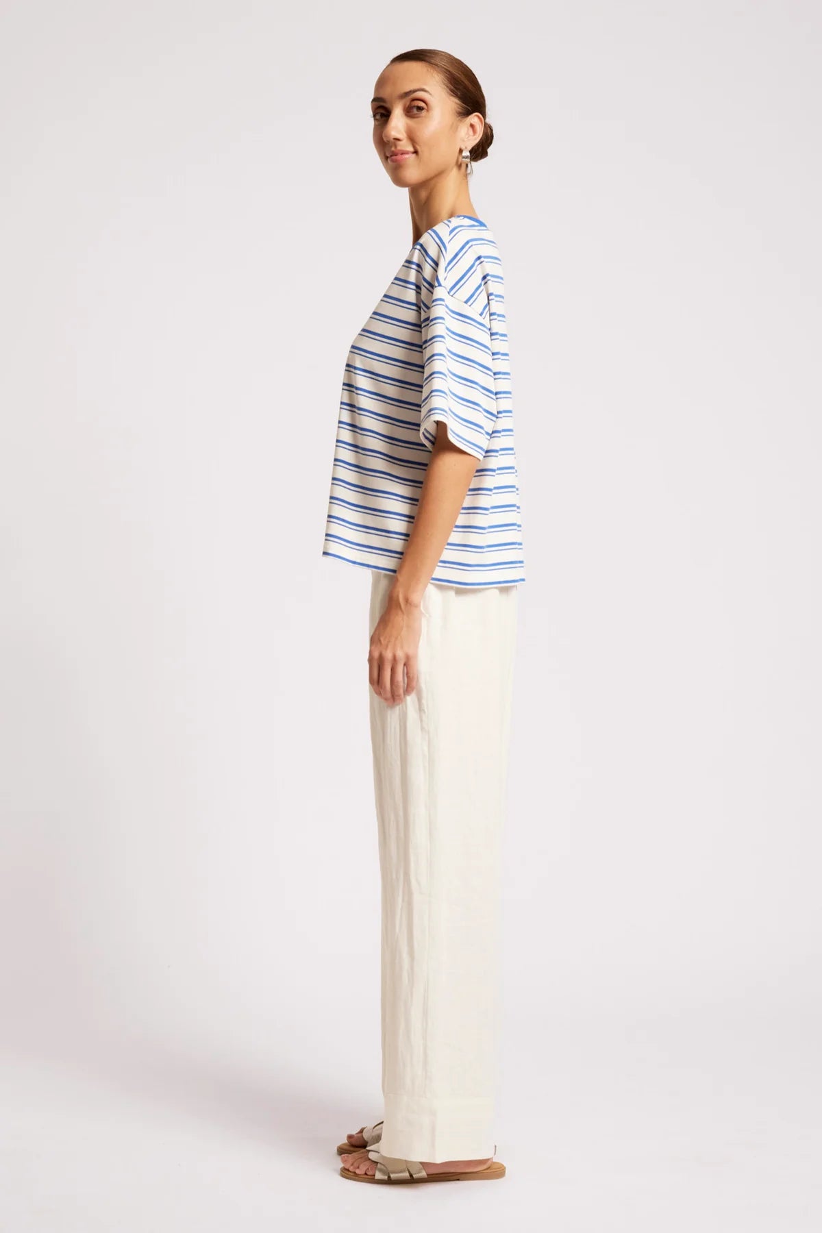 EB & IVE Paloma Stripe Tshirt AZURE/WHITE
