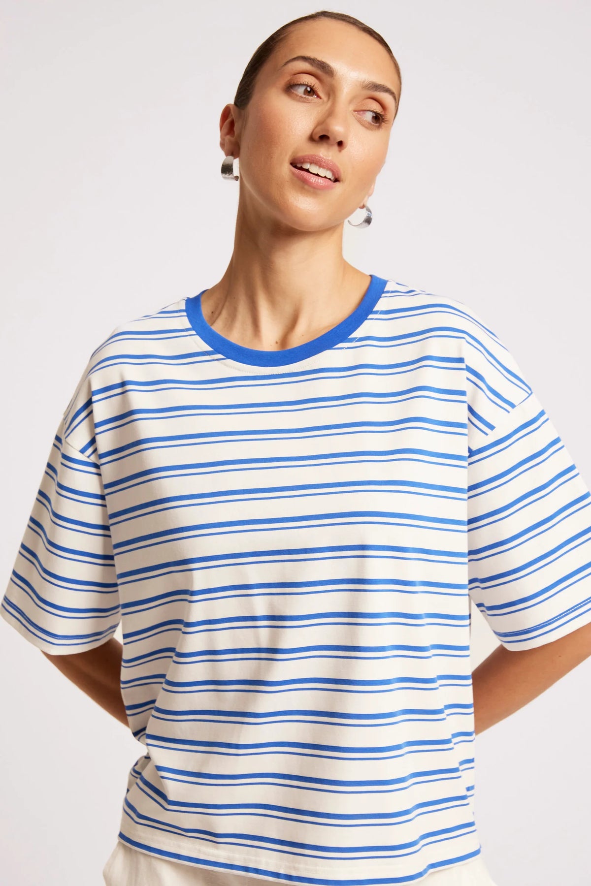 EB & IVE Paloma Stripe Tshirt AZURE/WHITE