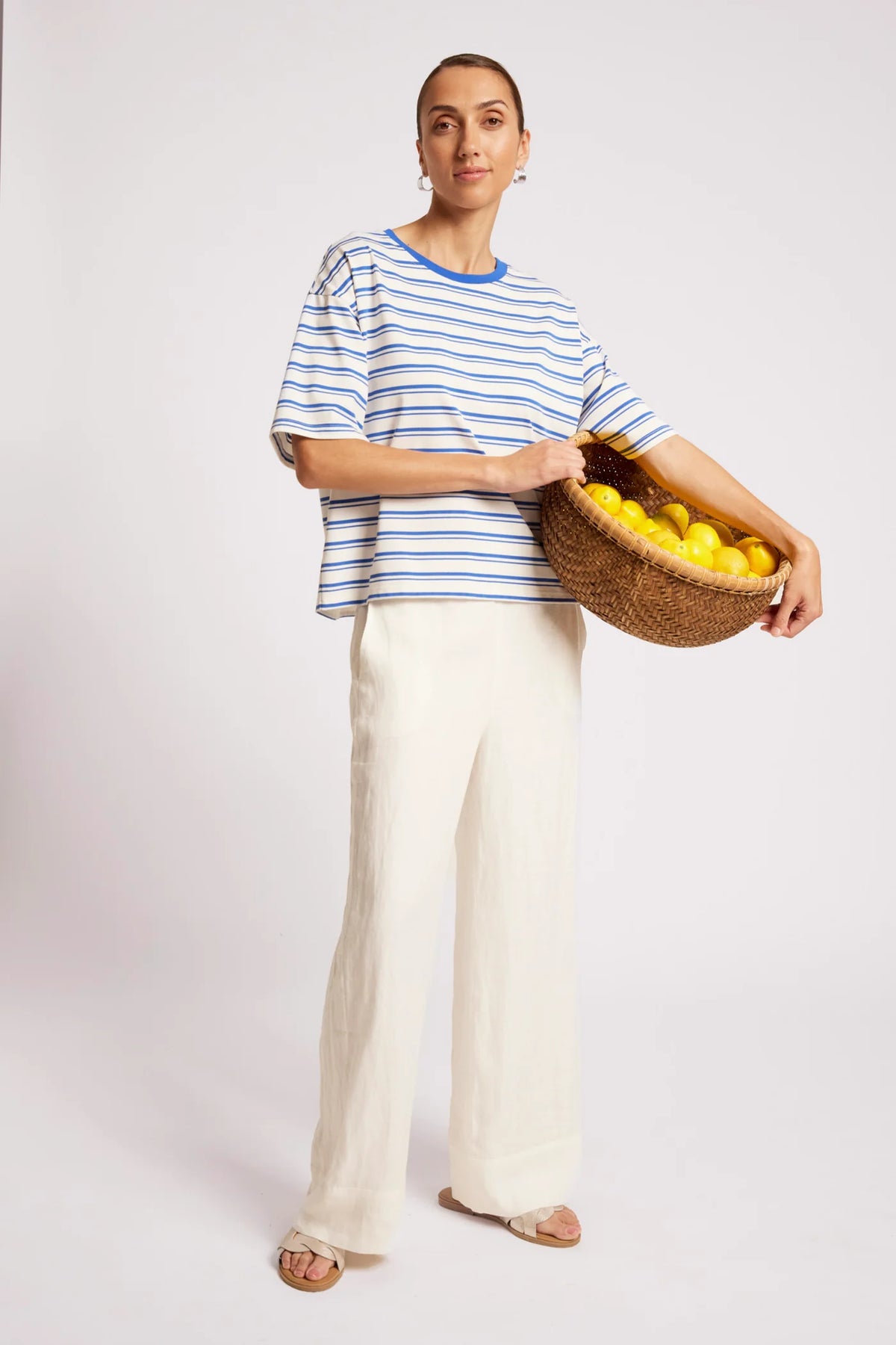 EB & IVE Paloma Stripe Tshirt AZURE/WHITE