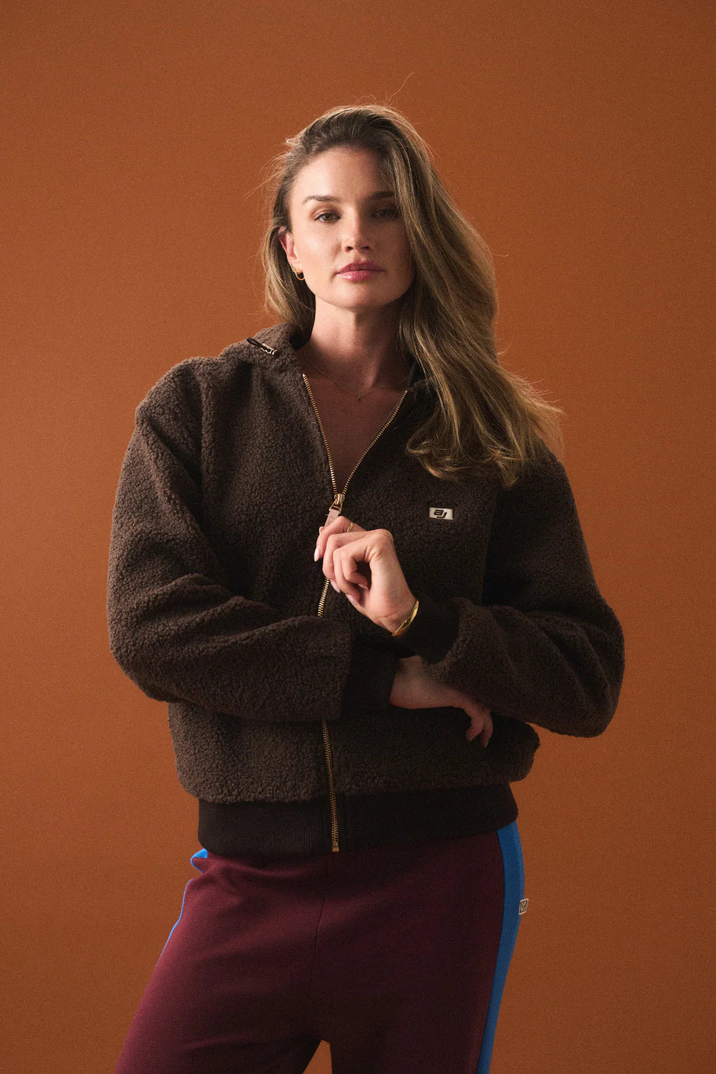 ARAMINTA JAMES Sherpa Hooded Jacket DARK CHOC