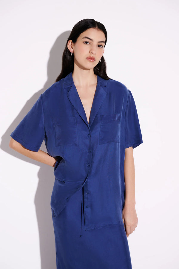 NL Lucia Cupro Shirt INDIGO