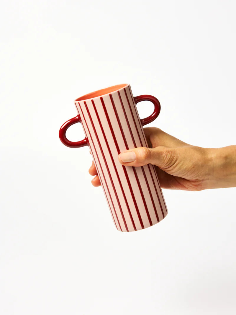 JONES & CO Griffe Bud Vase PINK PINSTRIPE