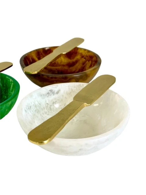 Resin Dip Bowl with Spreader ALABASTER