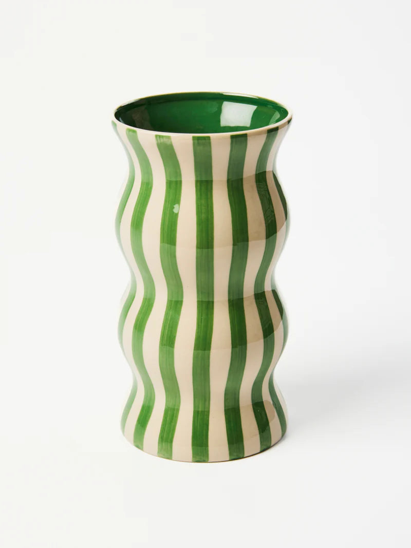 JONES & CO Palma Green Stripe Vase