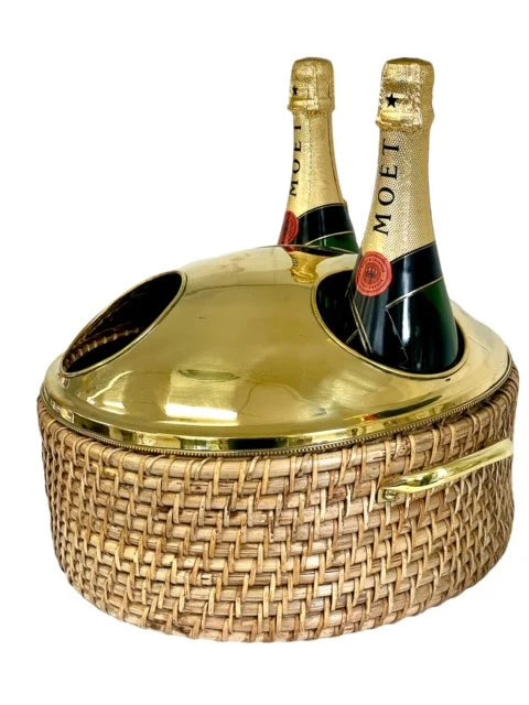 ST BARTS Rattan & Brass Champagne Bucket