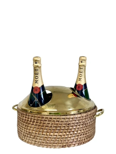 ST BARTS Rattan & Brass Champagne Bucket