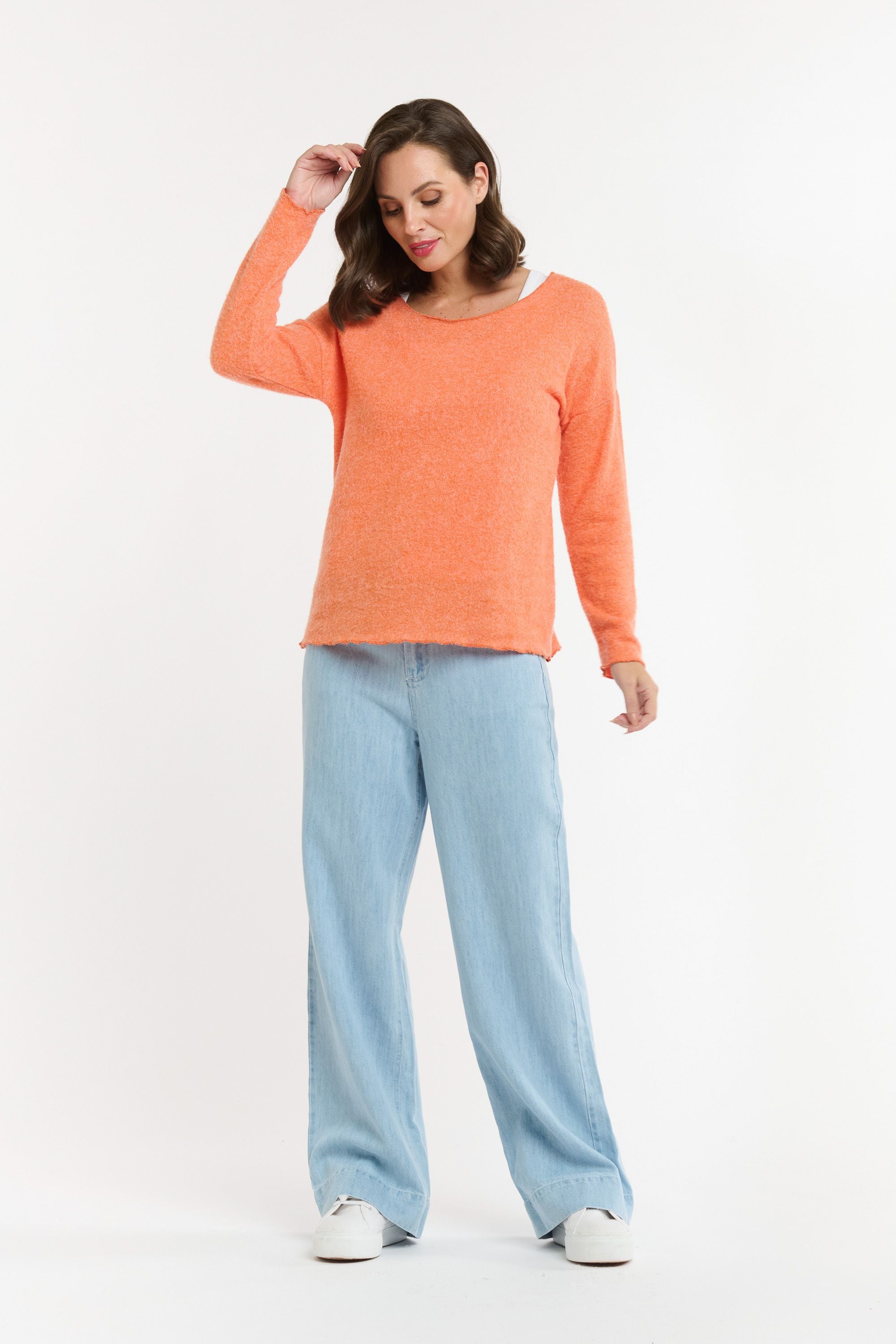 URBAN LUXURY Lurex Long Sleeve TANGERINE