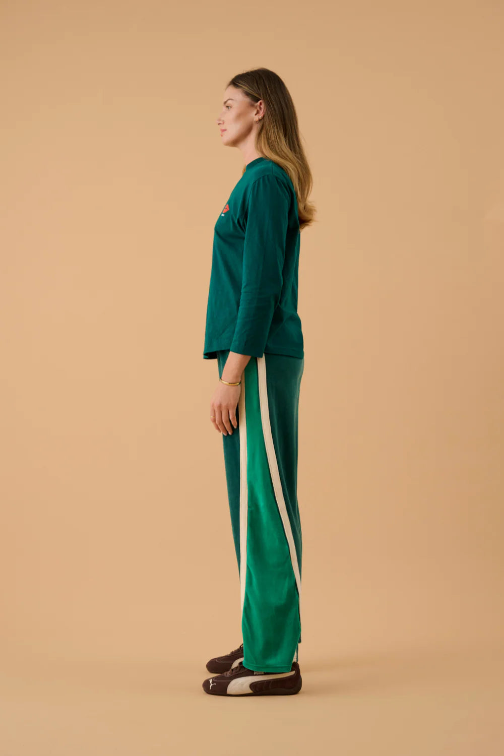 ARAMINTA JAMES Velour Splice Trackpant STORM GREEN