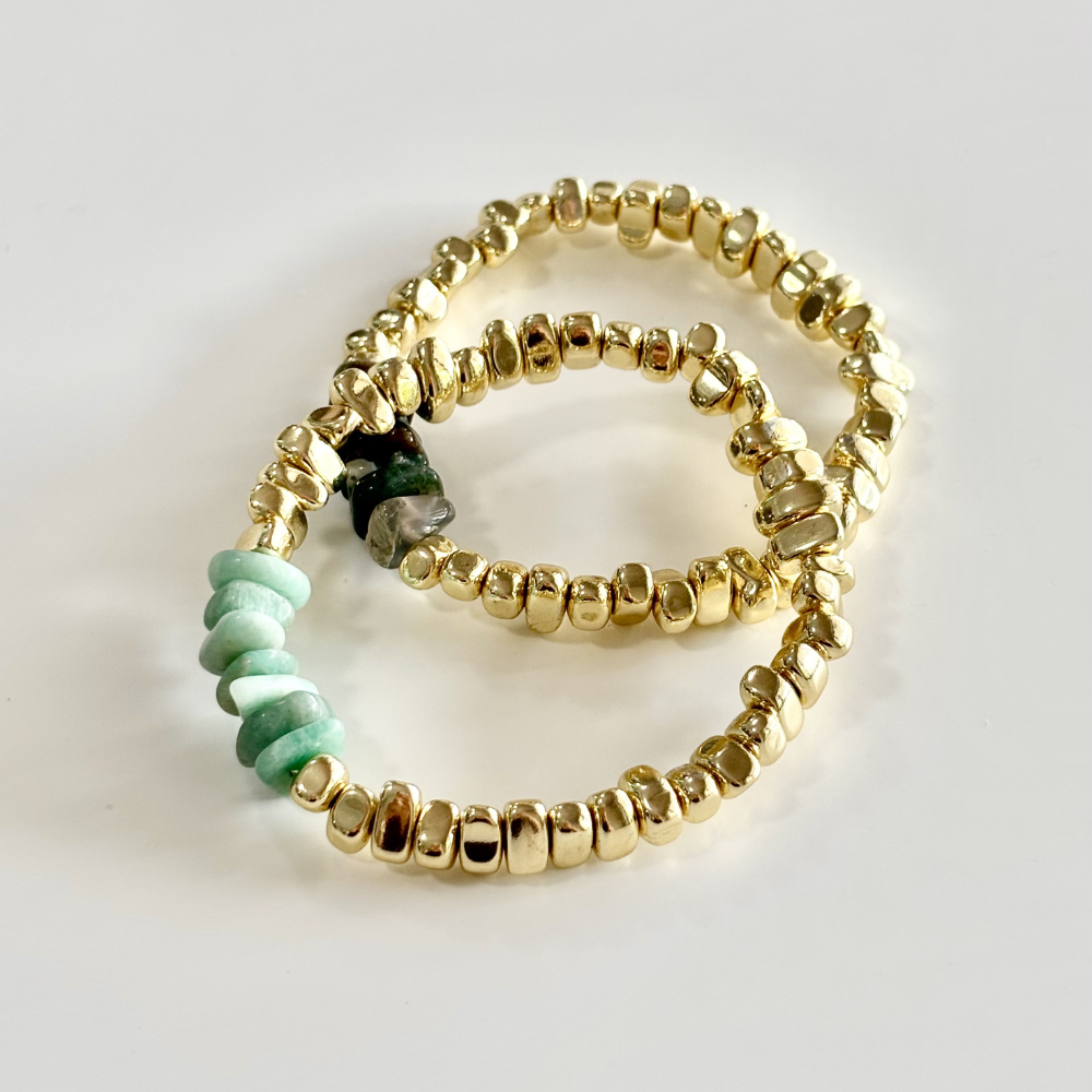 HEI TAI Chunky Luxe Gold Bracelet SEA STONES