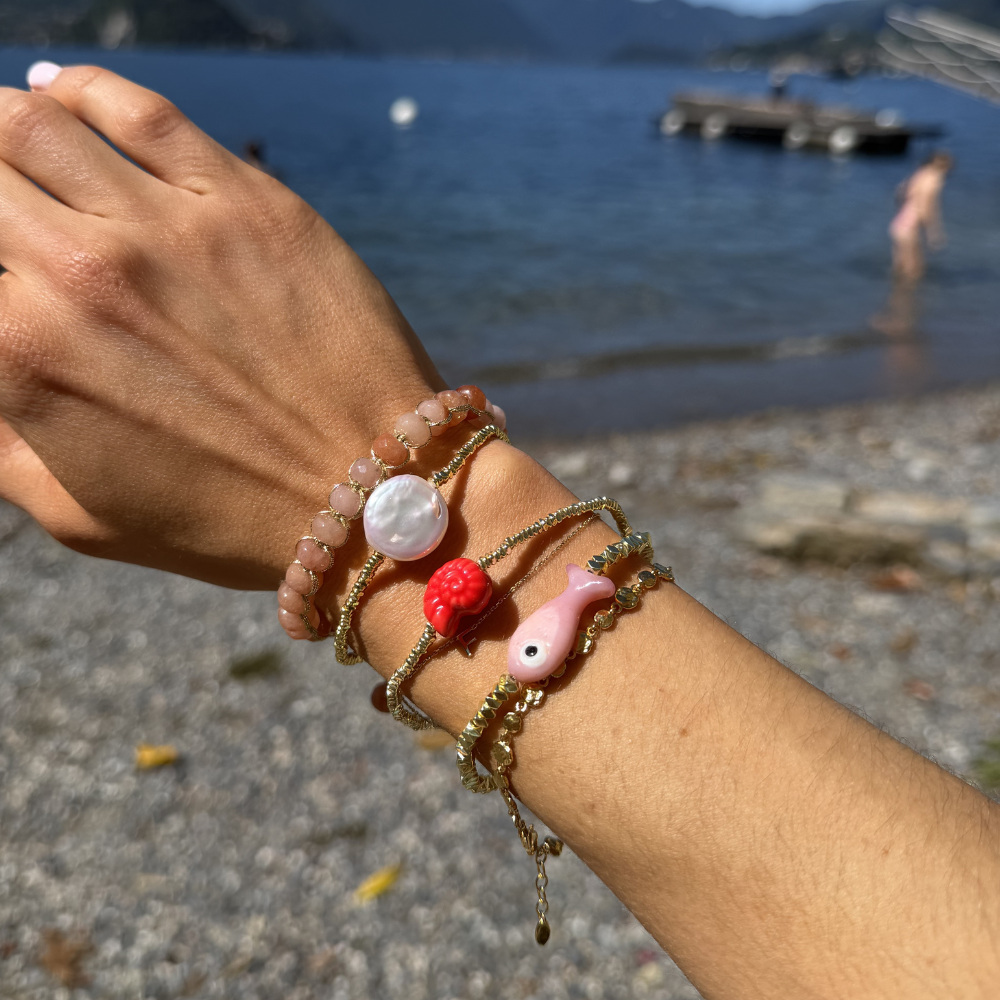 HEI TAI Gold Bracelet ROUND FRESHWATER PEARL