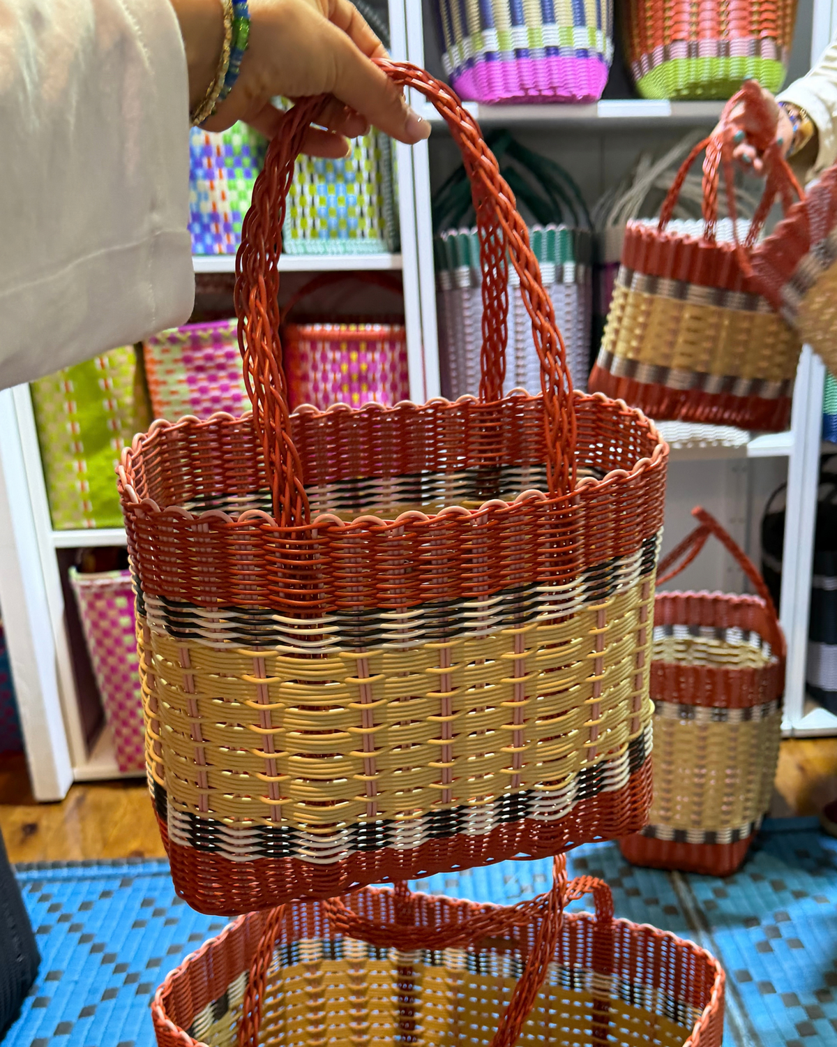 Mira Small Stripe Bag Basket CANYON