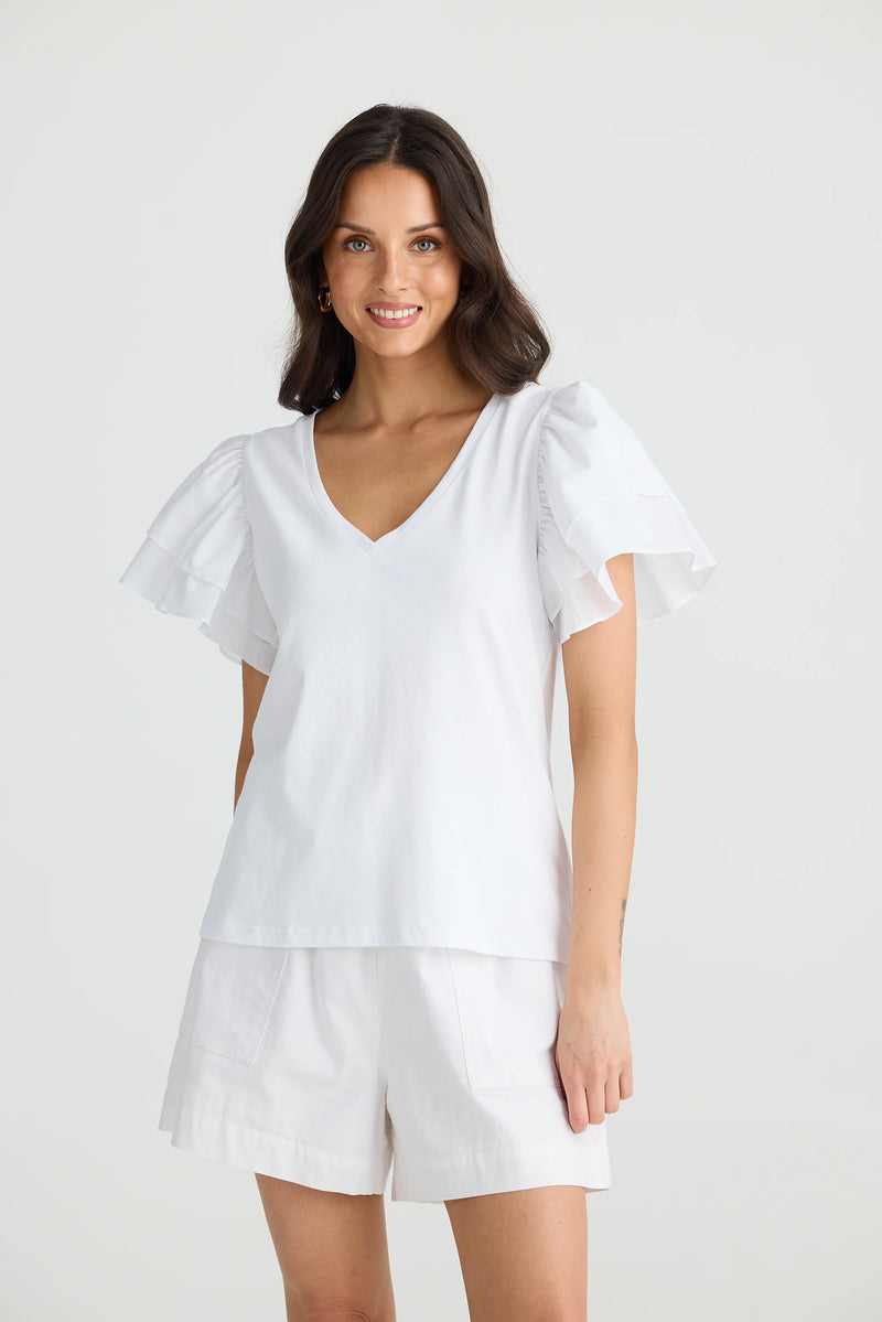 BRAVE & TRUE Gigi V-Neck Tee WHITE