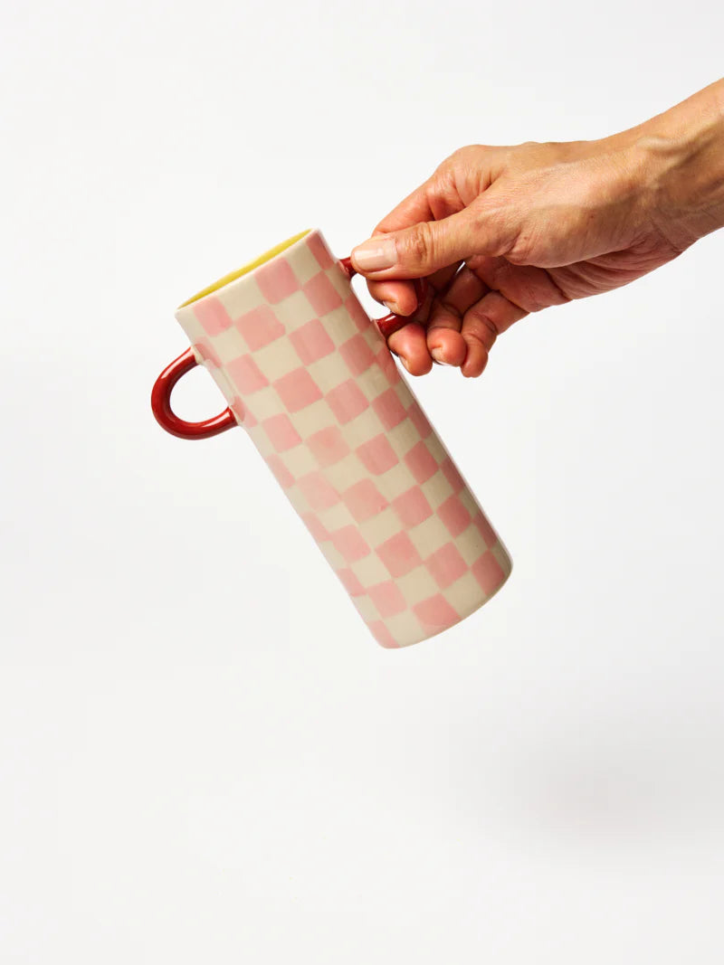 JONES & CO Griffe Bud Vase PINK CHECK