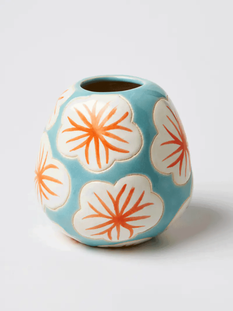 JONES & CO Pollen Vase WHITE HIBISCUS