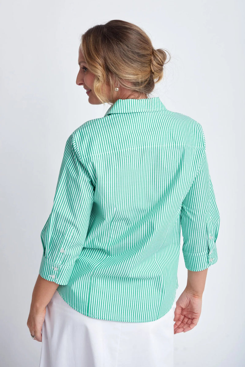 GOONDIWINDI Stripe Shirt GREEN/WHITE