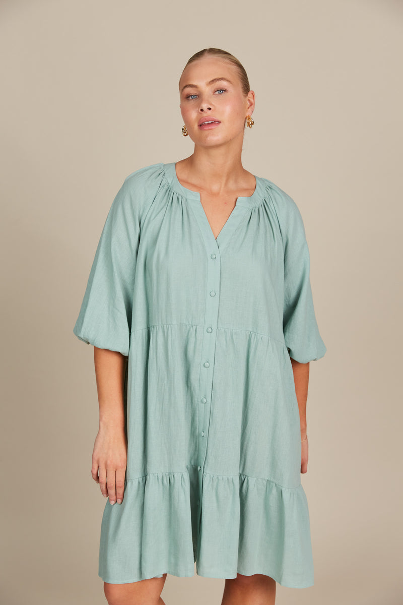 ISLE Amelie Button Dress One Size SEAFOAM