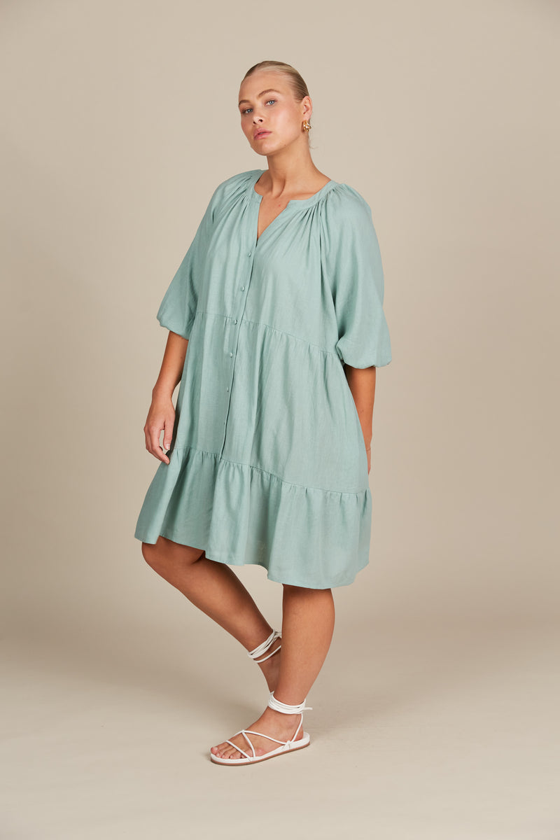 ISLE Amelie Button Dress One Size SEAFOAM