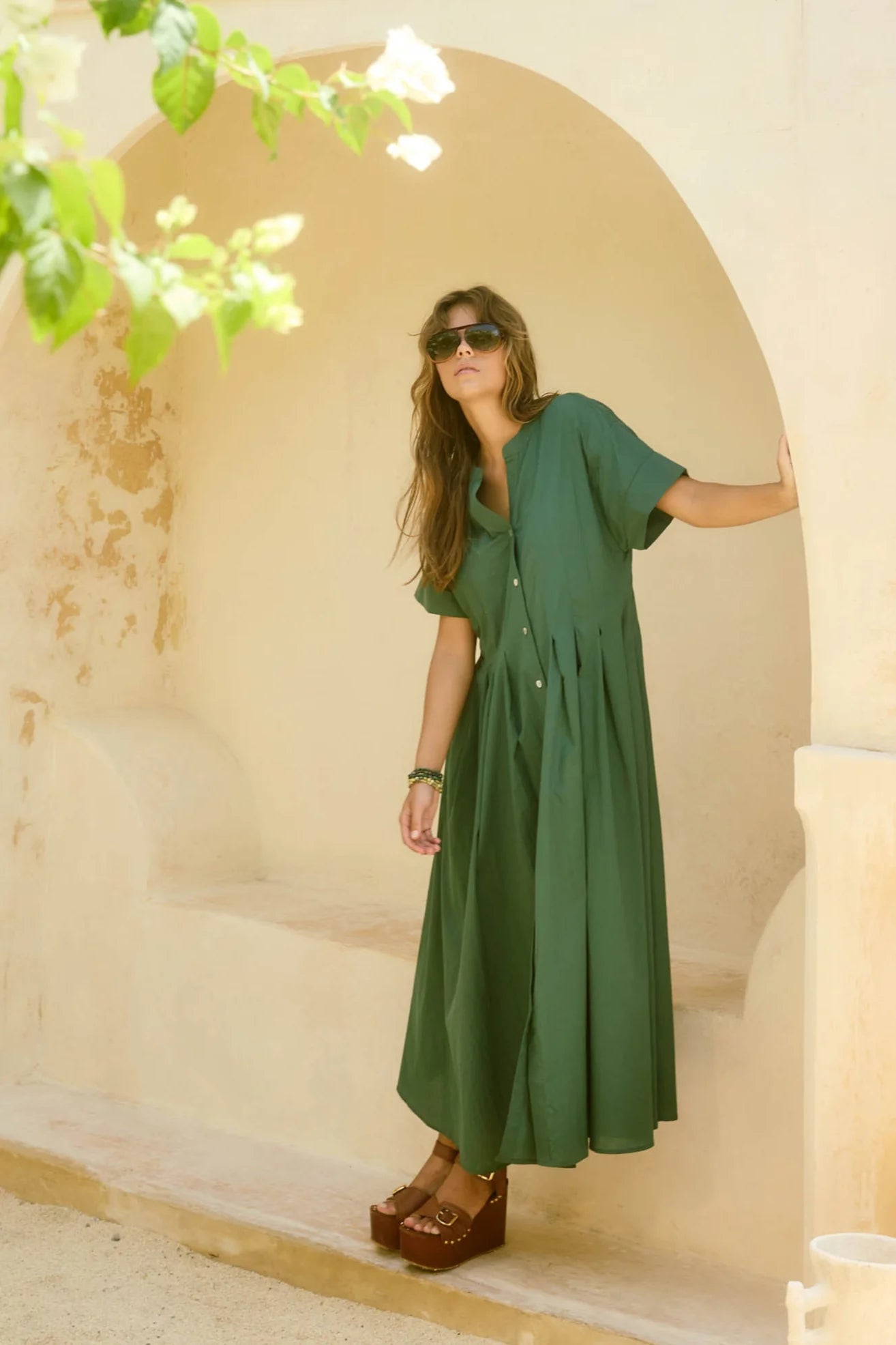 ISLE OF MINE Aurora Pleat Maxi Dress MYRTLE