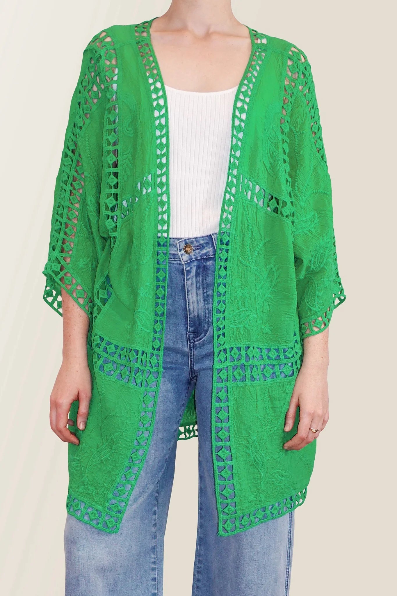 ISLE OF MINE Oline Lace Kimono GREEN