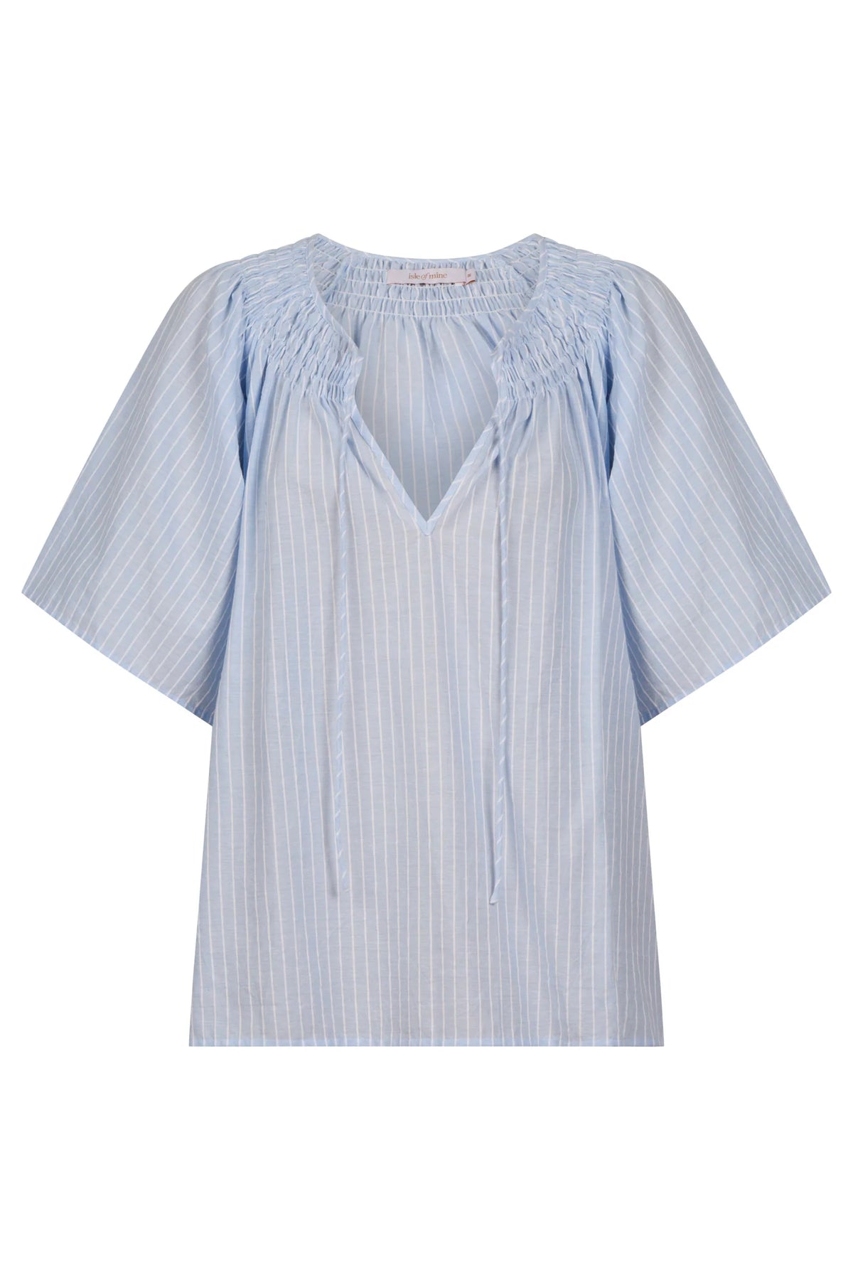 ISLE OF MINE Lyndell Shirred Top LIGHT BLUE