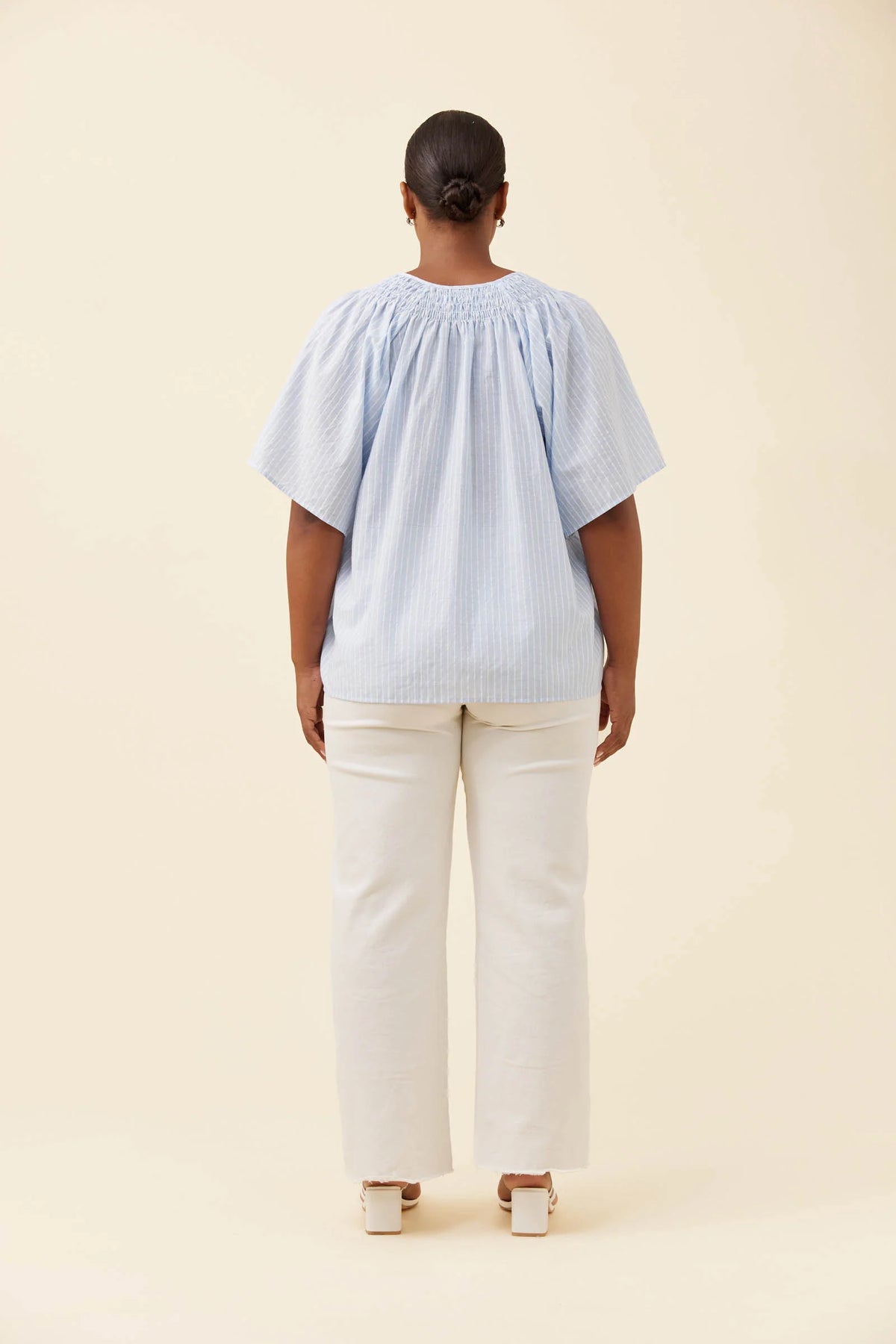 ISLE OF MINE Lyndell Shirred Top LIGHT BLUE