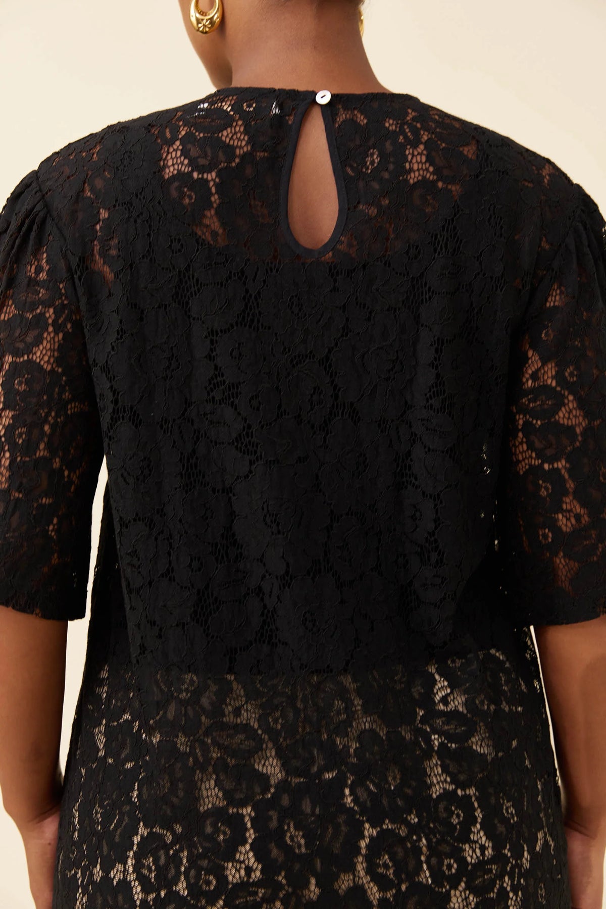 ISLE OF MINE Ethel Lace T-Shirt BLACK