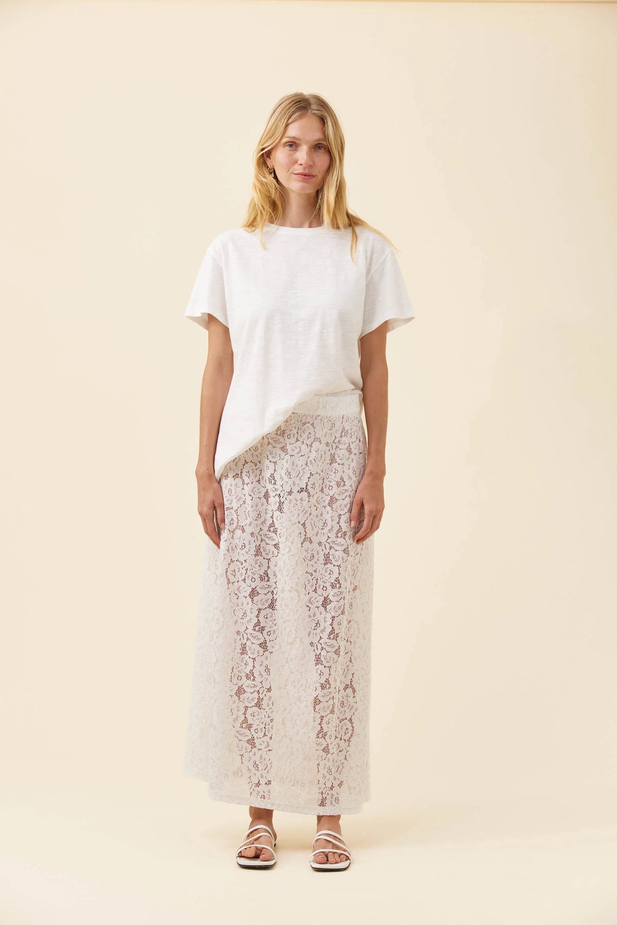 ISLE OF MINE Ethel Lace Maxi Skirt WHITE