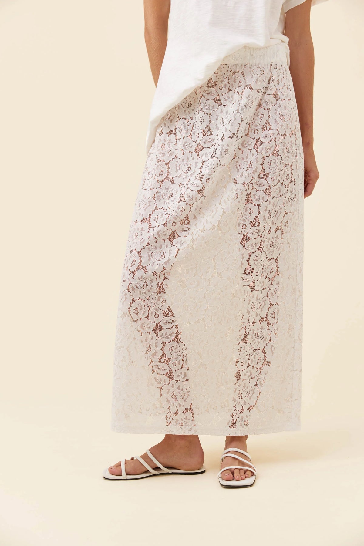 ISLE OF MINE Ethel Lace Maxi Skirt WHITE