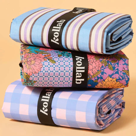KOLLAB Picnic Mat CHOC BLUE STRIPE