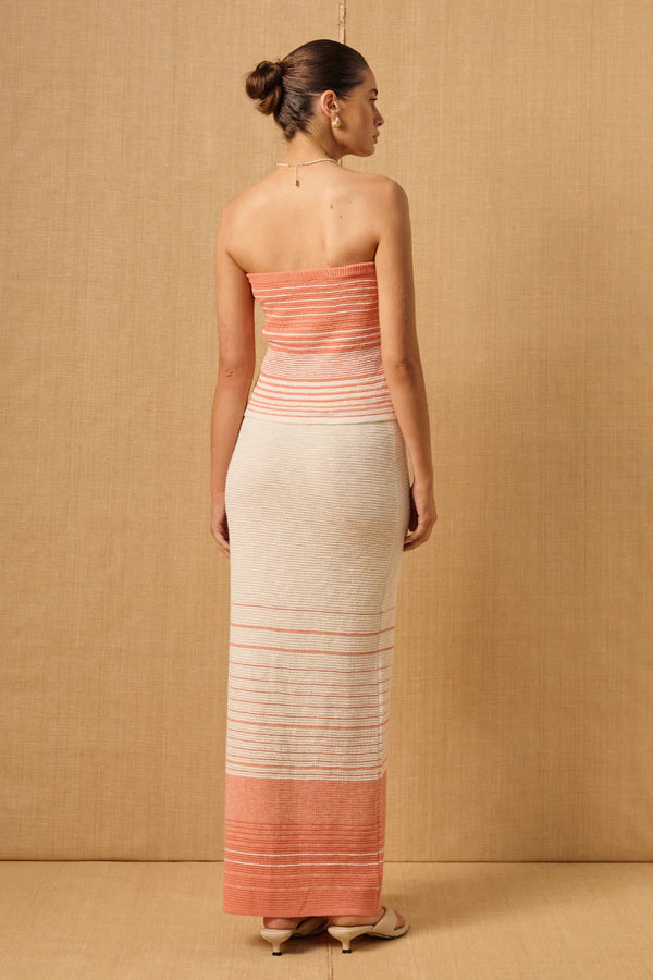 MON RENN Daybreak Knit Skirt CORAL SUNSET