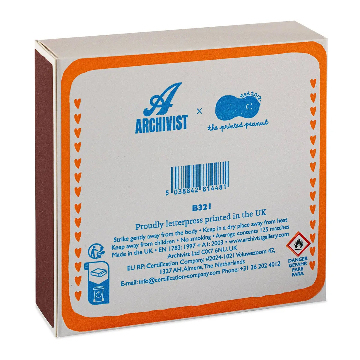 ARCHIVIST Square Box Matches CAT LOVER