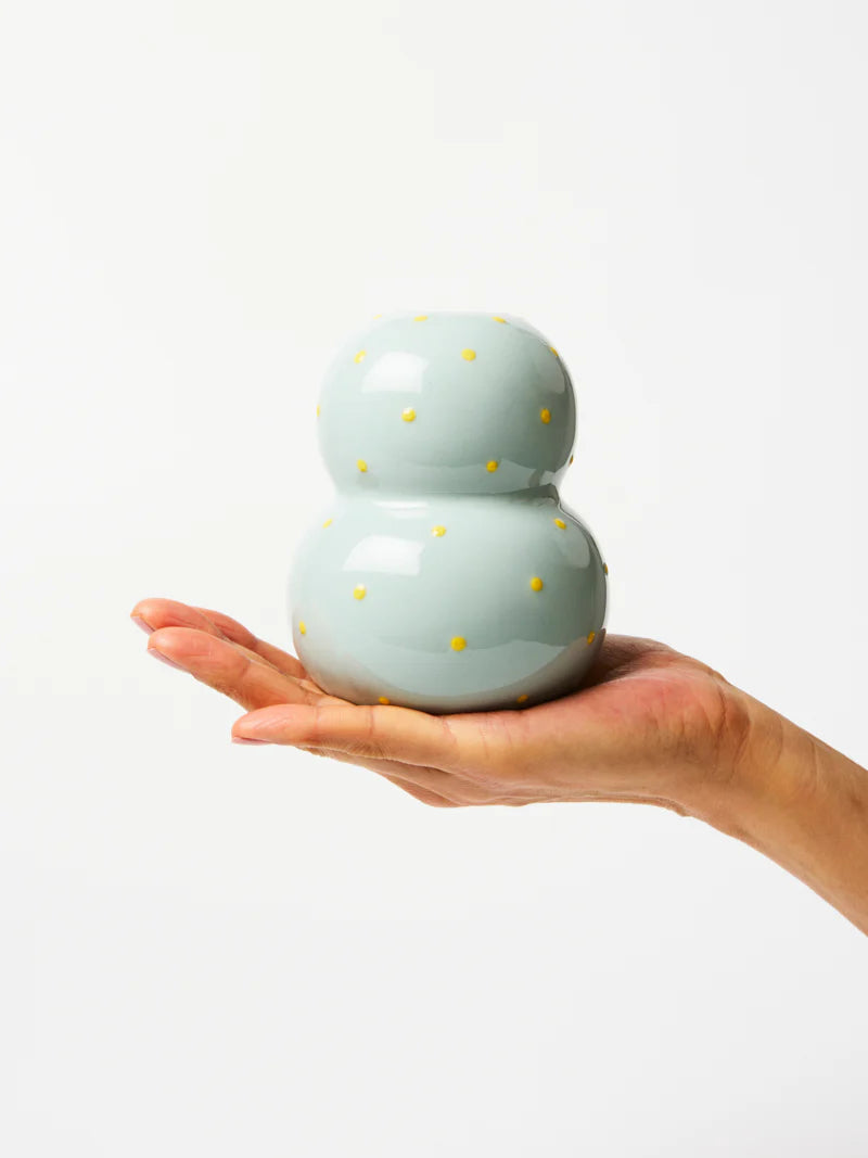 JONES & CO Fonda Vase PALE BLUE (YELLOW DOT)