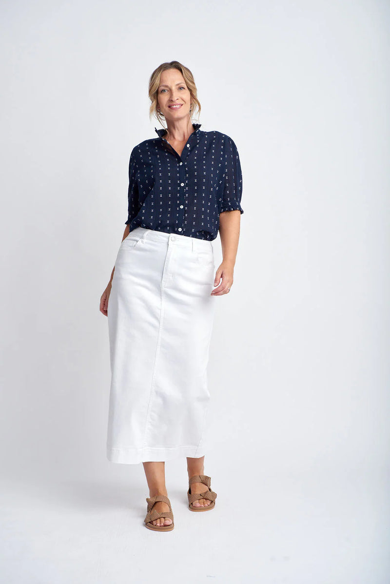 GOONDIWINDI Denim Maxi Skirt WHITE