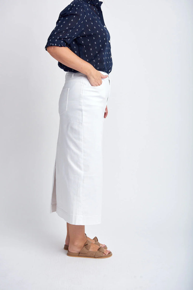 GOONDIWINDI Denim Maxi Skirt WHITE