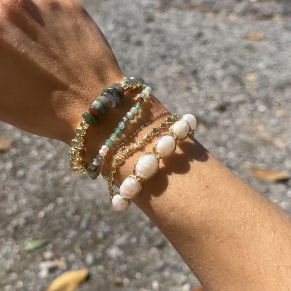 HEI TAI Chunky Luxe Gold Bracelet EARTH STONES
