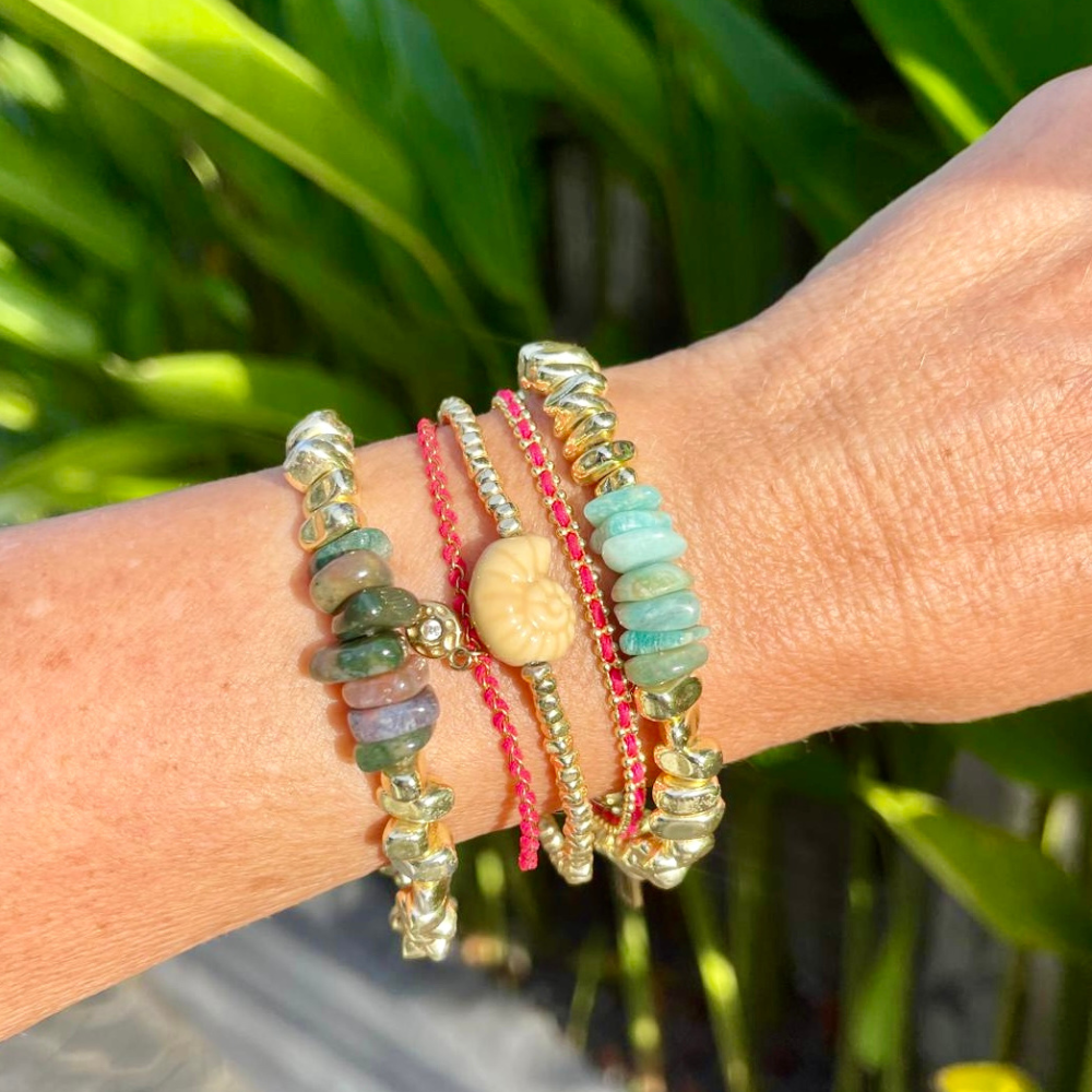 HEI TAI Chunky Luxe Gold Bracelet EARTH STONES