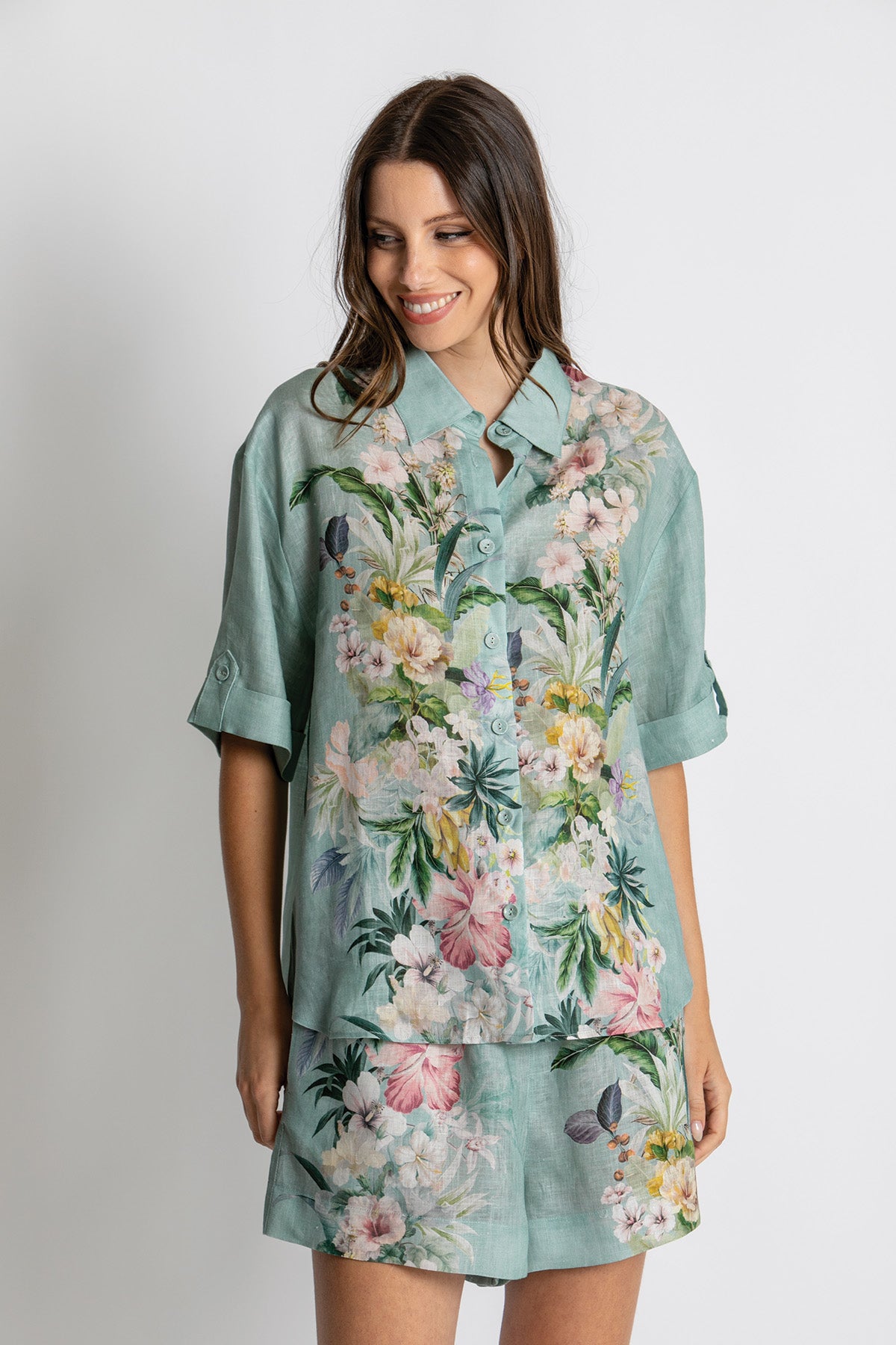 KACHEL Eva Short Sleeve Shirt SAGE AMOUR