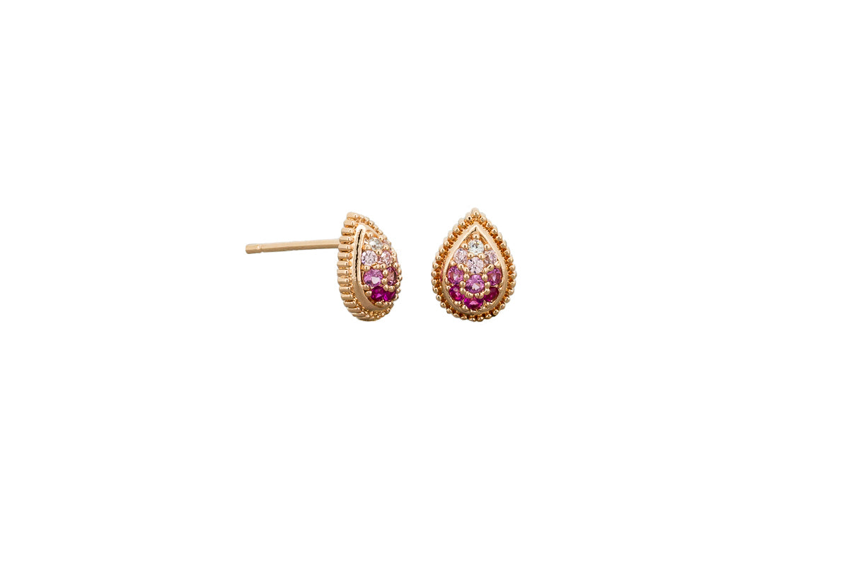 TT24 Ombre Crystal Teardrop Earring PINK