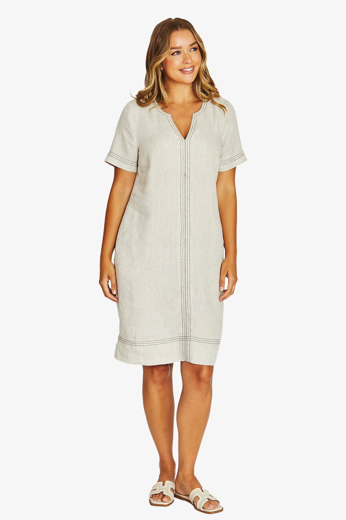 JUMP Tack Stitch Dress NATURAL