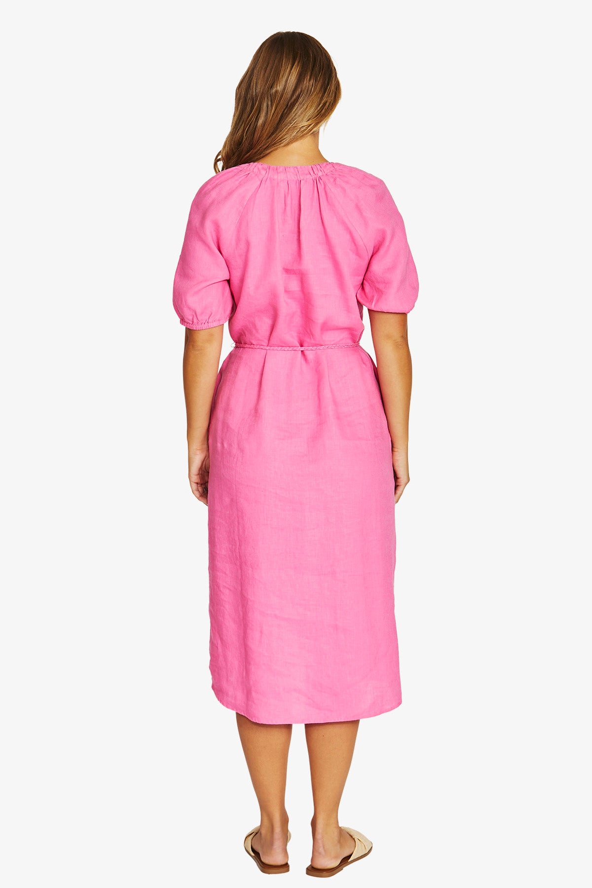 JUMP V Neck Dress HOT PINK